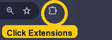 Chrome toolbar with the Extensions icon highlighted
